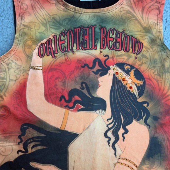 The Travel Collection art nouveau graphic tank top orange red sleeveless size L - Picture 4 of 8